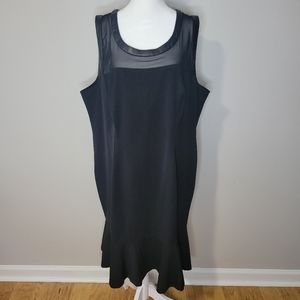 NWT Lane Bryant Essential Black Ruffled Hem Sleeveless Dress Sheer Top Size 22